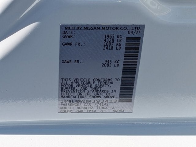 2025 Nissan Altima 2.5 SV